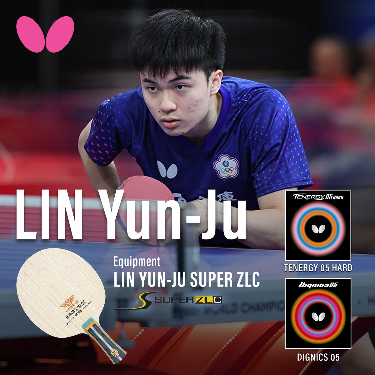 Lin Yun-Ju Super ZLC with Tenergy 05 Hard & Dignics 05 Rubbers